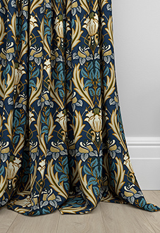 Acanthus, Navy - Made to Measure Curtains